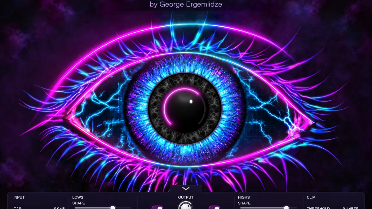 EYETURATE plug-in: a neon eye with the saturation knob in its pupil