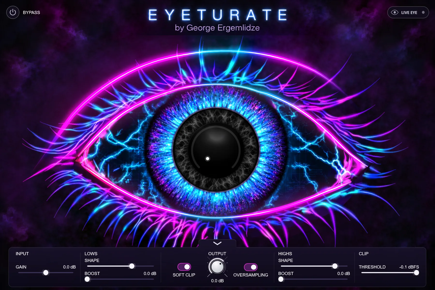 EYETURATE as it opens, every control at its default